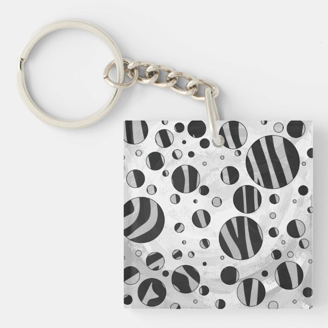 Porte-clefs Zebra Polka point noir et gris clair (Devant)