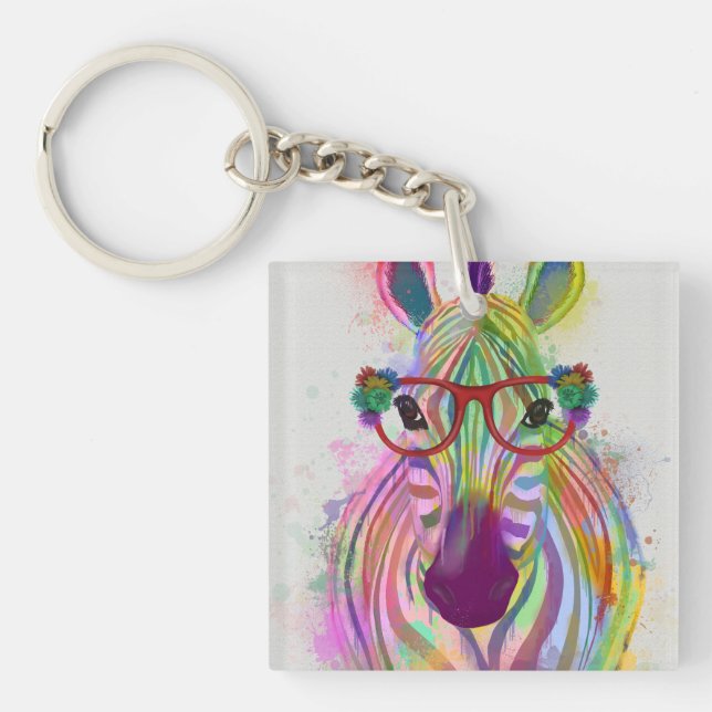Porte-clefs Zebra Rainbow Splash (Devant)