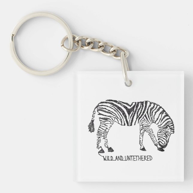 Porte-clefs Zèbre composé de Scribbles Noirs (Devant)