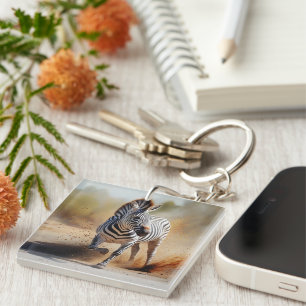 Porte-clefs Zèbre dans le paysage Dramatique coucher de soleil
