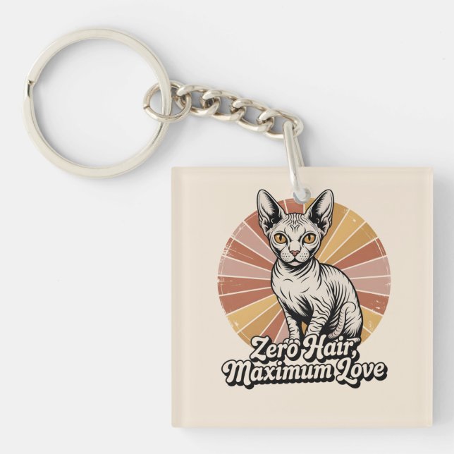 Porte-clefs Zéro Cheveux Amour Maximum Sphynx Rétro (Devant)