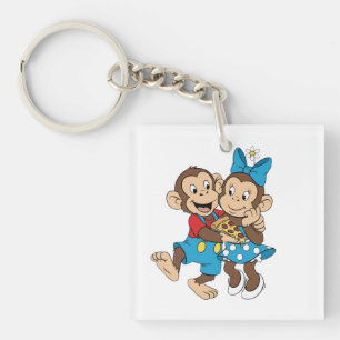 Porte-clefs Zina et Mimo avec une tranche de pizza.