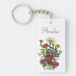Porte-clefs Zinnias personnalisées