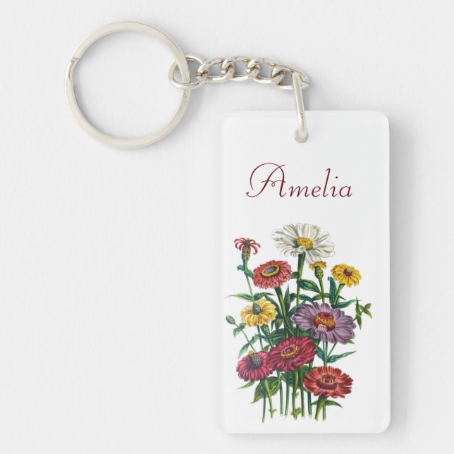 Porte-clefs Zinnias personnalisées (Devant)
