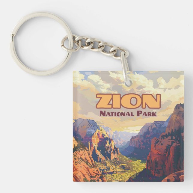 Porte-clefs Zion National Park Utah Moab Canyon Retro (Devant)