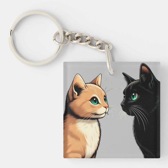 Porte-clefs Zonage de chat noir - Drôle Kitten meme (Devant)