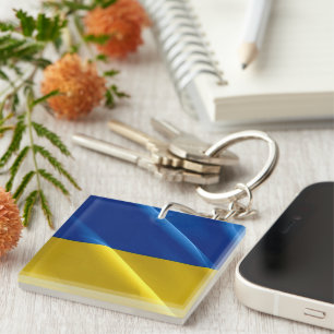 Porte-clefs zUA002 UKRAINE agitant FLAG ukrainien, Porte - clé
