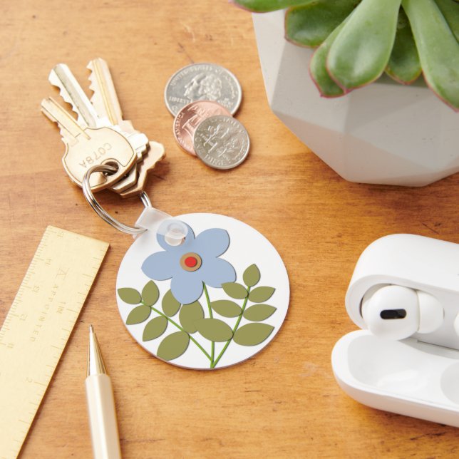 Porte-clés С simple fleur bleue (Bureau)