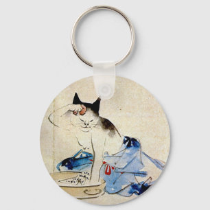 Porte-clés 顔 を 洗 う 猫, 重 Cat Laver Visage, Hiroshige