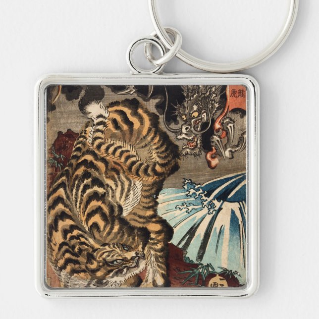 Porte-clés 龍虎, tigre de 国芳 et dragon, Kuniyoshi, Ukiyo-e (Devant)
