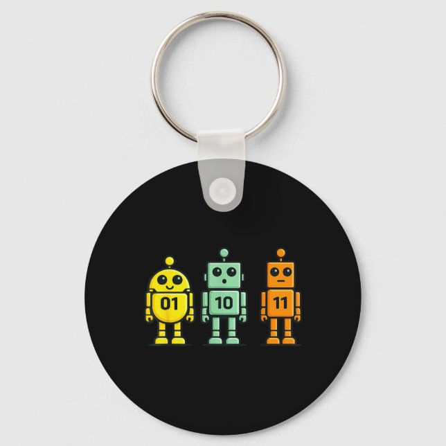 Porte-clés 01 10 11 Robot Drôle Code Binaire Robots 01 10 11 (Recto)