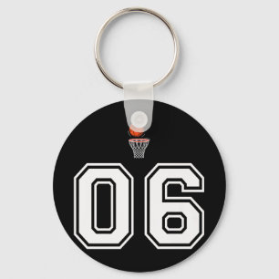 Porte-clés 06 Nombre Style Basketball Vintage Blanc Premium