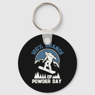 Porte-clés 100% Chance De Jour De Poudre Funny Snowboard