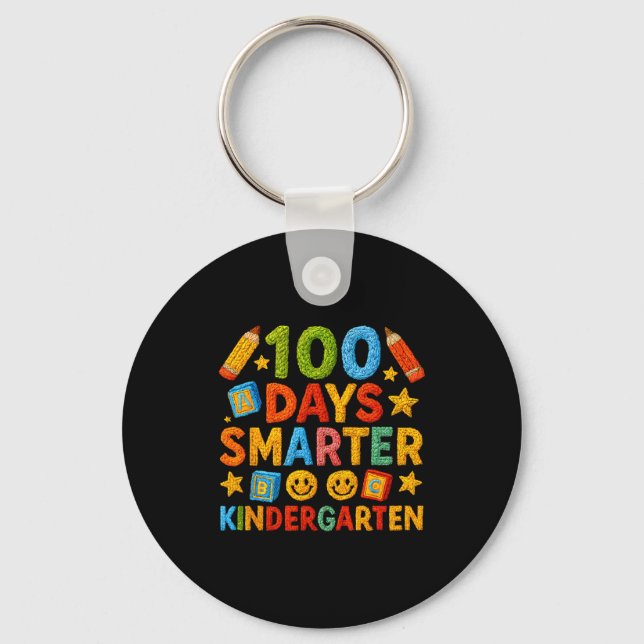 Porte-clés 100 Days Smarter Kindergarten Milestone School Ach (Recto)