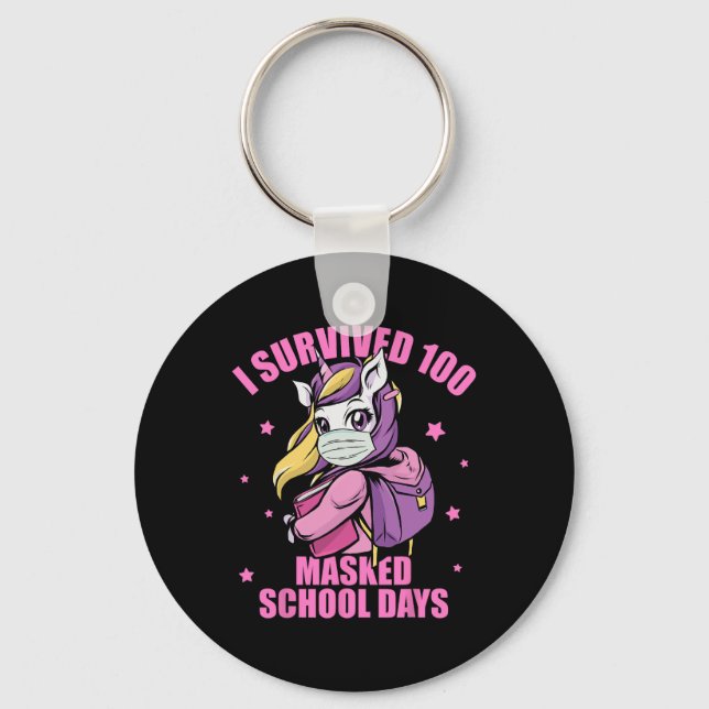 Porte-clés 100 journées scolaires masquées survécues (Recto)