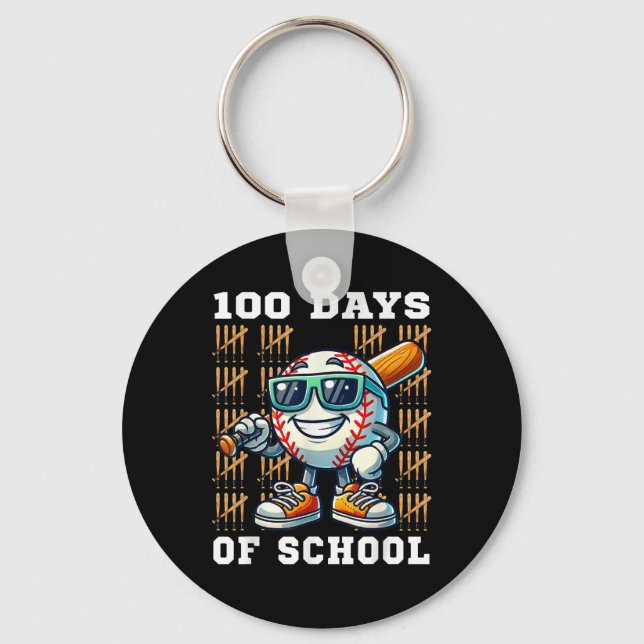 Porte-clés 100 Jours De Baseball Scolaire 100E Jour D'École (Recto)