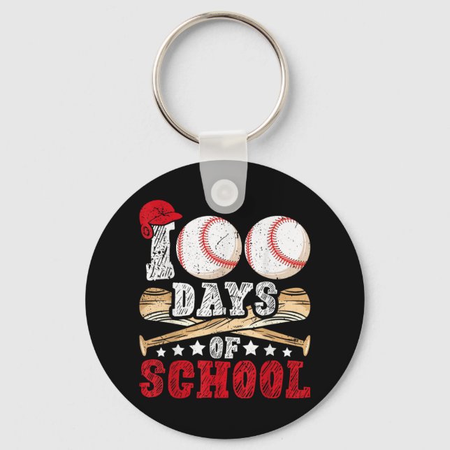 Porte-clés 100 Jours De Baseball Scolaire Garçons Enseignant  (Recto)