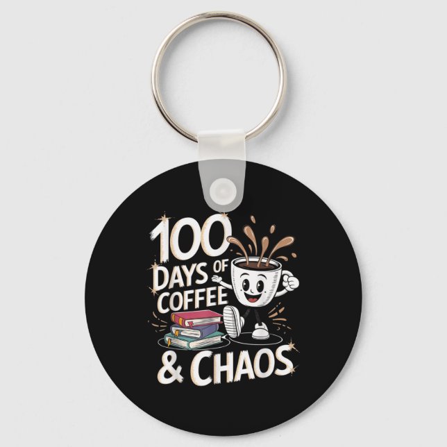 Porte-clés 100 Jours De Café Et Chaos 100E Jour D'École (Recto)