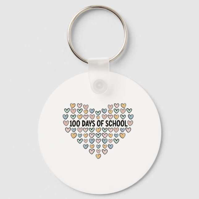Porte-clés 💖 100 jours de conception cardiaque à l'école (Recto)