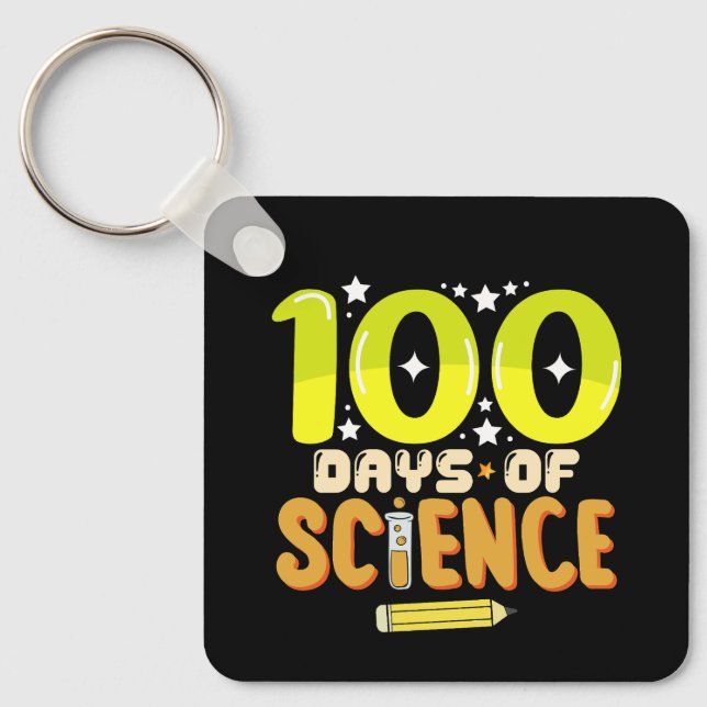 Porte-clés 100 jours de science 100e jour d'école Enseignant (Recto)