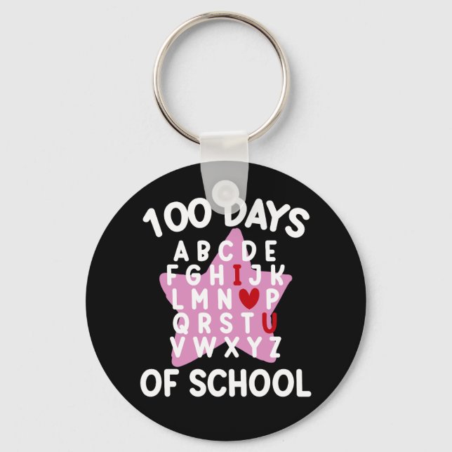 Porte-clés 100 jours d'école Alphabet 100ème jour Enseignant  (Recto)