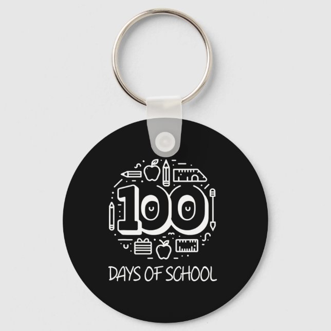 Porte-clés 100 Jours D'École Chalk Clical Enseignant Enfants  (Recto)