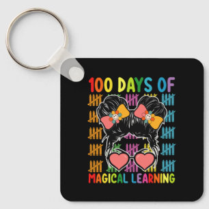 Porte-clés 100 jours d'école chignon décoiffé d'apprentissage
