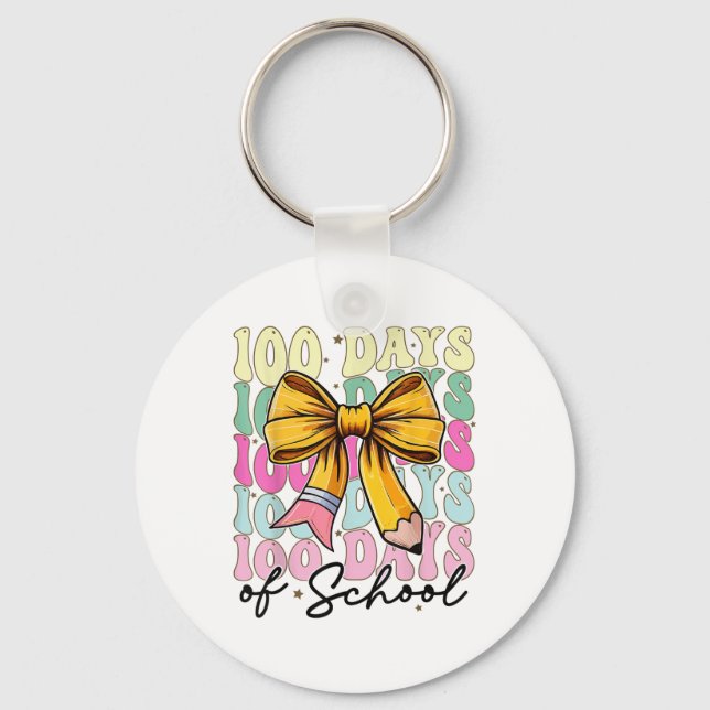Porte-clés 100 Jours D'École Coquette Bow Super 100e Jour (Recto)