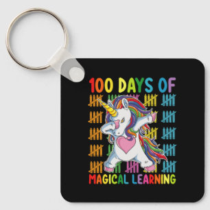 Porte-clés 100 Jours d'école de licorne d'apprentissage magiq