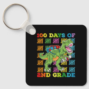 Porte-clés 100 jours d'école en 2e année T Rex Dinosaur