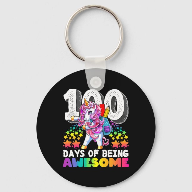 Porte-clés 100 Jours D'École Flossing Unicorn Don Pour Filles (Recto)
