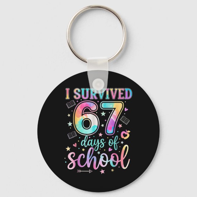 Porte-clés 100 jours d'école j'ai survécu 67 jours d'école Te (Recto)