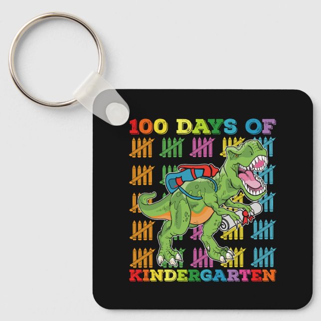 Porte-clés 100 Jours D'école Maternelle T Rex Dinosaure École (Recto)