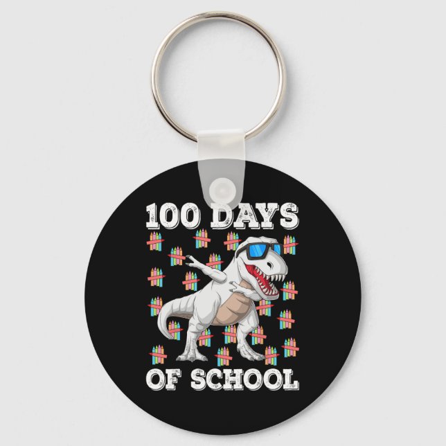 Porte-clés 100 Jours D'École T-rex Dabbing Enfants Garçons 10 (Recto)