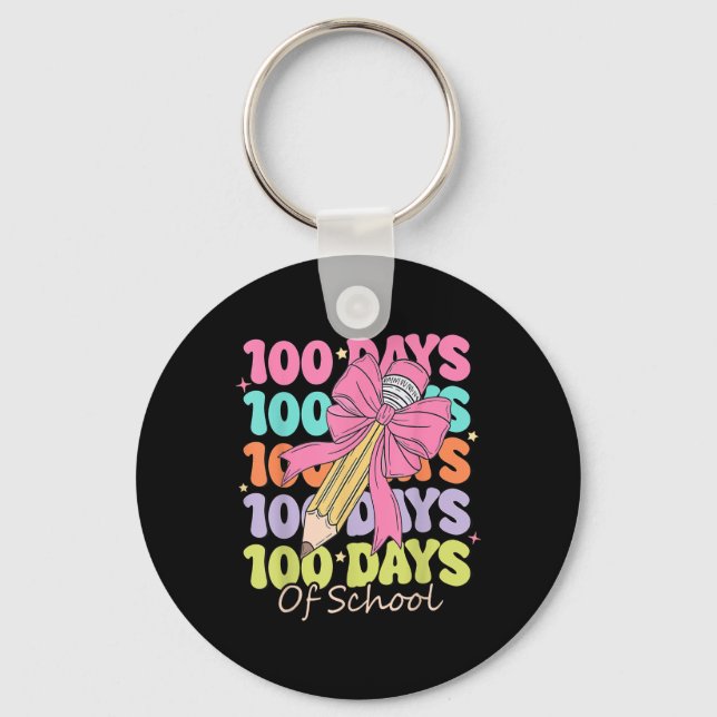 Porte-clés 100 Jours D'Enseignant À L'École Coquette Bow 100e (Recto)