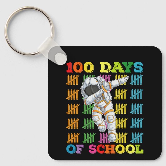 Porte-clés 100 Jours D'Enseignant D'Astronaut Scolaire (Recto)