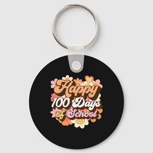 Porte-clés 100 Jours D'Enseignant Enfants Retro Happy 100e (Recto)