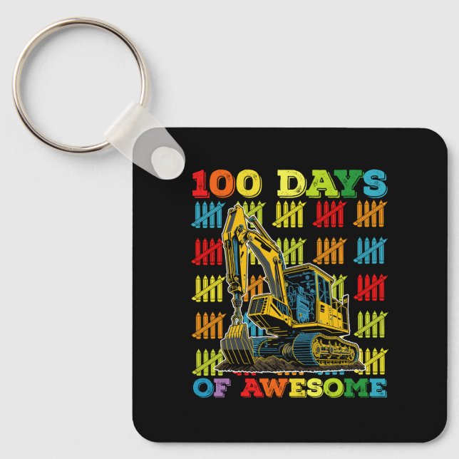 Porte-clés 100 Jours D'Excavateur Magnifique 100E Jour D'Écol (Recto)