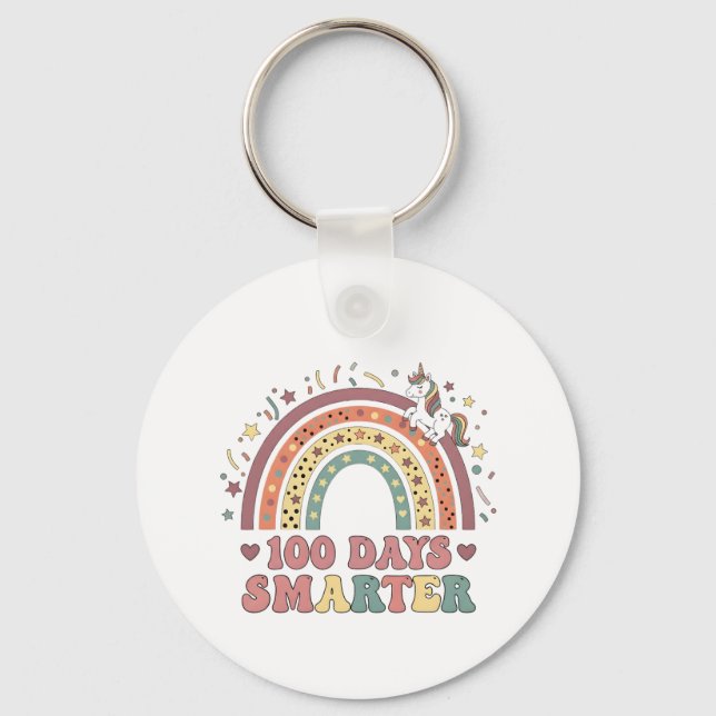 Porte-clés 100 jours plus intelligents filles licorne 100ème  (Recto)