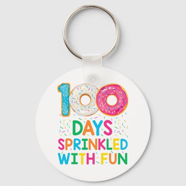 Porte-clés 100 Jours Saupoudrés De Fun Donut School Enseignan (Recto)