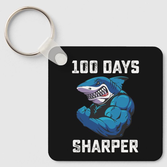 Porte-clés 100 Jours Sharper Shark 100ème Jour De L'École Gym (Recto)