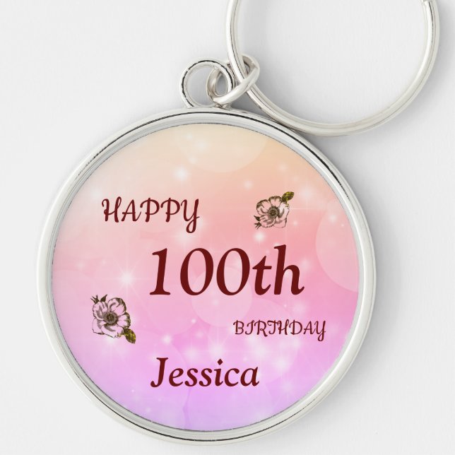 Porte-clés 100e anniversaire joyeux Personnalisé (Devant)
