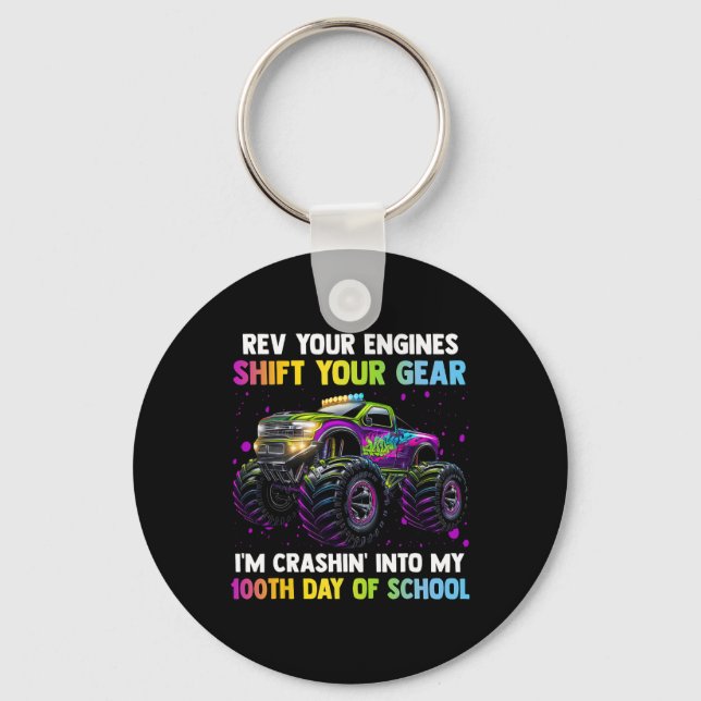 Porte-clés 100E Jour De L'École Monster Truck Boys 100 Jours  (Recto)