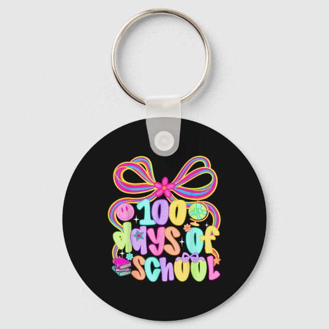 Porte-clés 100e jour d'école 100 jours enseignante Coquette n (Recto)
