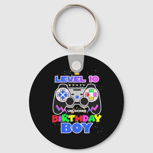 Porte-clés 10 Anniversaire déverrouillé Jeu vidéo garçon 10e  (Recto)