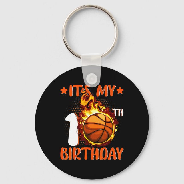 Porte-clés 10 ans C'est mon 10e anniversaire de basket-ball (Recto)