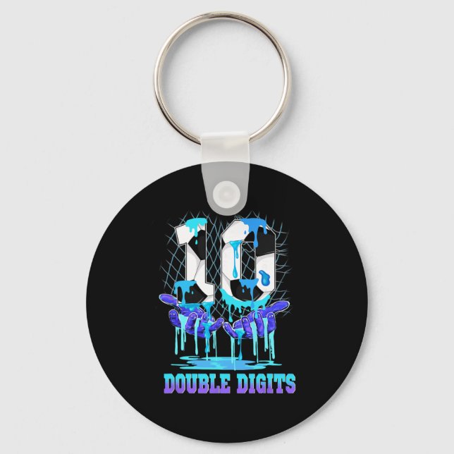Porte-clés 10 Double Chiffres 10e Anniversaire Garçon Footbal (Recto)