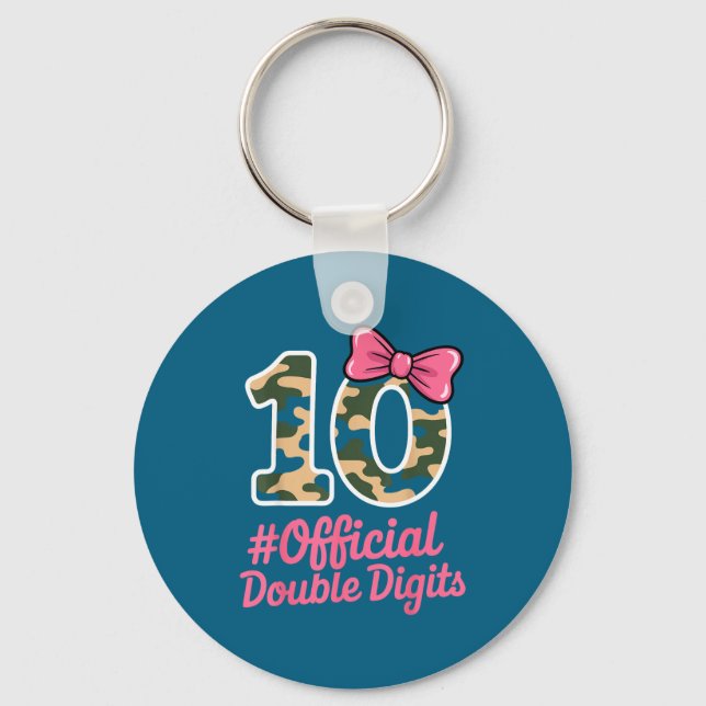 Porte-clés 10 Double Chiffres Camo Rose Illustration (Recto)