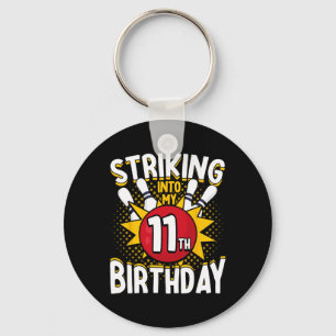 Porte-clés 11e Anniversaire Bowling Thème Frapper En Annivers