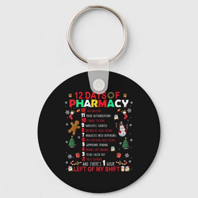 Porte-clés 12 Days Of Pharmacy Funny Christmas Pharmacist Tec (Recto)